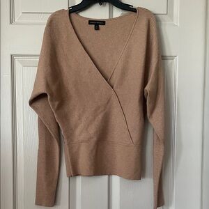 Banana Republic Camel Ribbed V-neck Sweater